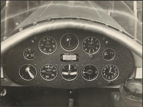 Pioneer instrument board of Southern Cross Junior, Avro Avian biplane, 1930s [picture] / photograph by Milton Kent