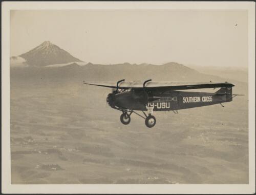 The Fokker tri-motor monoplane, Southern Cross (VH-USU) at Mt. Egmont, New Zealand, ca. 1933 [picture] / Auckland Weekly News