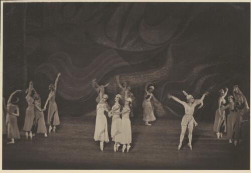 Tatiana Riabouchinska as Frivolity (right) and artists of the company, in Les presages, Covent Garden Russian Ballet, Australian tour, His Majesty's Theatre, Melbourne, April, 1939 [picture] / Hugh P. Hall