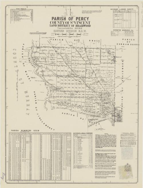 Parish of Percy, County of St Vincent [cartographic material] : Land District of Braidwood, Tallaganda Shire, Eastern Division N.S.W. / compiled, drawn and printed at the Department of Lands, Sydney N.S.W
