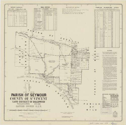 Parish of Seymour, County of St Vincent [cartographic material] : Land District of Braidwood, Tallaganda Shire, Eastern Division N.S.W. / compiled, drawn & printed at the Department of Lands, Sydney, N.S.W