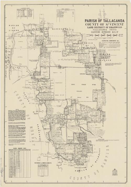 Parish of Tallaganda, County of St. Vincent [cartographic material] : Land District of Braidwood, Tallaganda Shire, Eastern Division N.S.W / compiled, drawn and printed at the Department of Lands, Sydney N.S.W