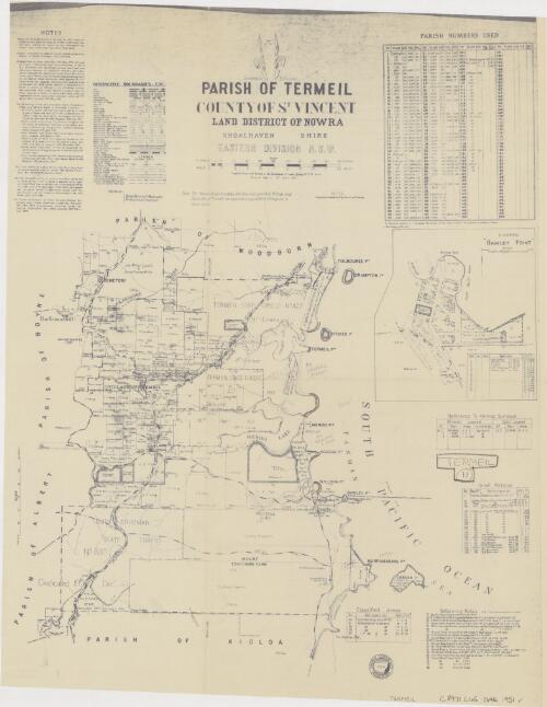 Parish of Termeil, County of St Vincent : Land District of Nowra, Shoalhaven Shire, Eastern Division, N.S.W.  / compiled, drawn and printed at the Department of Lands, Sydney, N.S.W