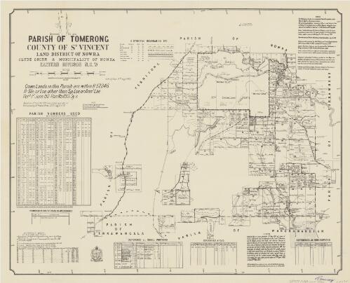 Parish of Tomerong, County of St Vincent [cartographic material] : Land District of Nowra, Clyde Shire & Municipality of Nowra, Eastern Division N.S.W / compiled, drawn and printed at the Department of Lands, Sydney, N.S.W
