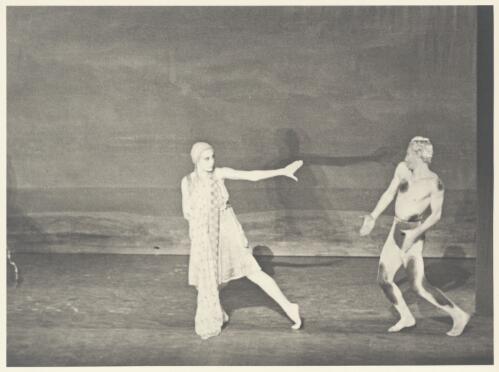 Tamara Grigorieva as The Nymph and David Lichine as The Faune, in L'Apres-Midi d'un Faune, Original Ballet Russe, Australian tour, His Majesty's Theatre, Melbourne, Apr - May 1940 (1) [picture] / Hugh P. Hall