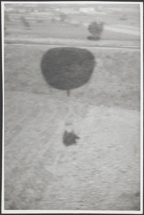 Shadow of hot air balloon on way down to land, piloted by Hans J. Bergmann with passengar Hudson Fysh, Eisenstadt, Austria, 27 October 1965 [picture] / Sir Hudson Fysh