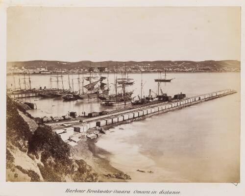 Harbour breakwater at Oamaru, New Zealand ca. 1878-79 [picture]
