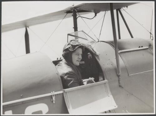 Freda Thompson sitting in the cockpit of a de Havilland DH.60G-III Moth Major, ca 1935 [picture]