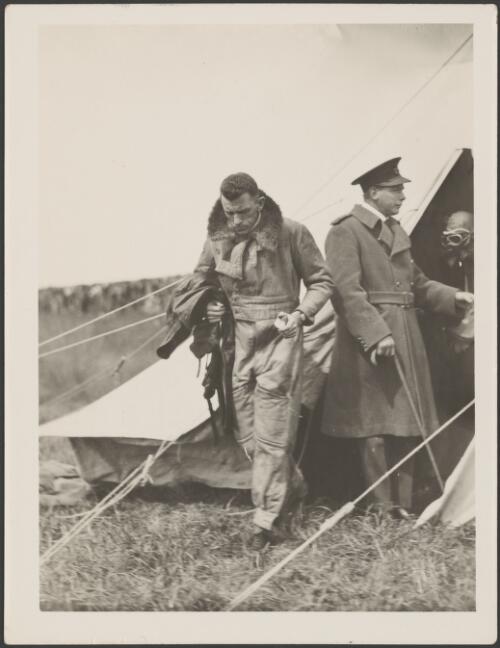 Charles Ulm, left, Captain Len Isitt, and Charles Kingsford-Smith in the tent getting changed after their arrival, Auckland, New Zealand, September 1928 [picture]