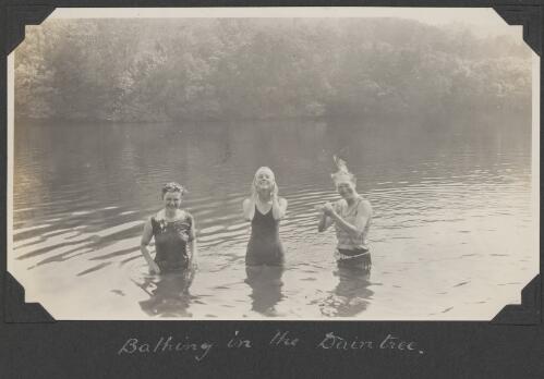 Three people bathing in the water, Daintree Region, Queensland, ca. 1928 [picture] / Charles Maurice Yonge