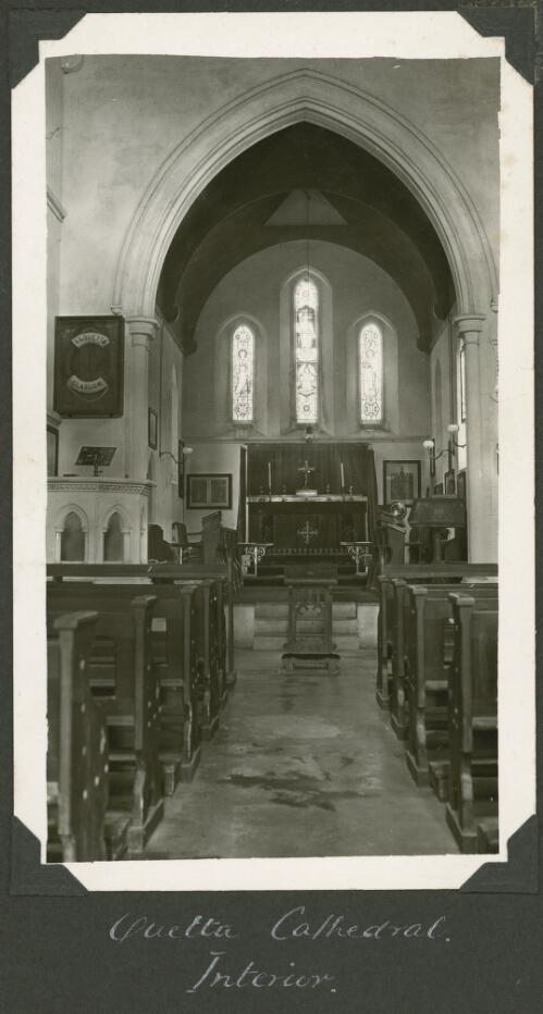 Interior of the All Souls Quetta Memorial Cathedral, Thursday Island, Queensland, ca. 1928 [picture] / Charles Maurice Yonge