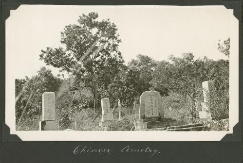 Headstones in the Chinese cemetery, Thursday Island, Queensland, ca. 1928 [picture] / Charles Maurice Yonge