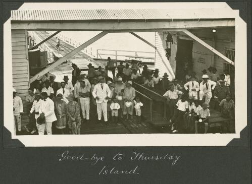 Crowd on the wharf, Thursday Island, Queensland, ca. 1928 [picture] / Charles Maurice Yonge