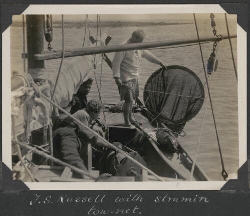 F.S. Russell with stramin tow-net, Queensland, ca. 1928 [picture] / C.M. Yonge