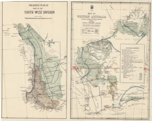 Map of Western Australia showing localities of primary industries 1922 [cartographic material] / compiled from official records by the Department of Lands and Surveys for the Government Statistician