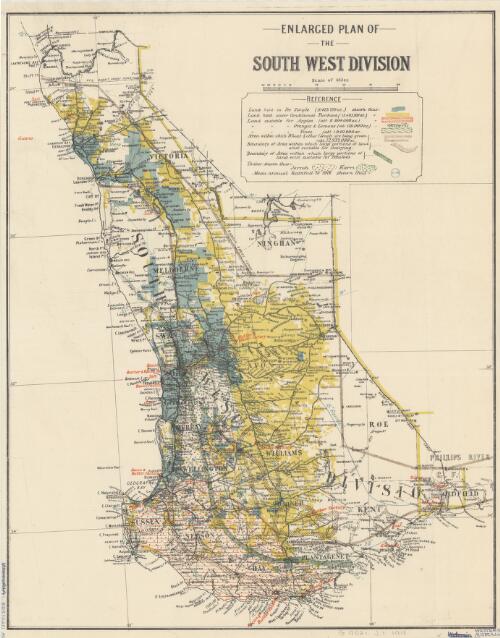Enlarged plan of the South West Division [cartographic material] : [showing agricultural lands, Western Australia]