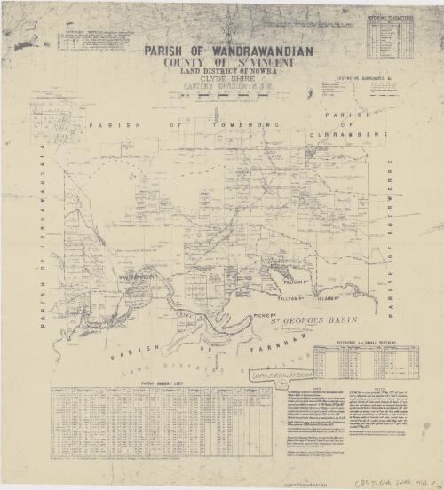 Parish of Wandrawandian, County of St Vincent : Land District of Nowra, Clyde Shire, Eastern Division N.S.W. / compiled, drawn and printed at the Department of Lands, Sydney, N.S.W