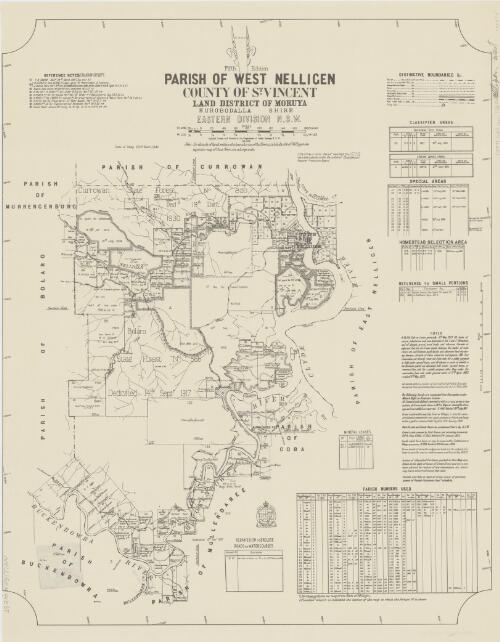Parish of West Nelligen, County of St. Vincent [cartographic material] : Land District of Moruya, Eurobodalla Shire, Eastern Division N.S.W. / compiled, drawn and printed at the Department of Lands, Sydney N.S.W