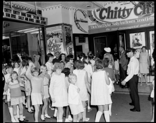 Far west children visit Paris Theatre to view Chitty Chitty Bang Bang, Liverpool Street, Sydney, 11 January 1969, [3] [picture] / John Mulligan