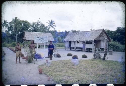 Medical officer, orderly and constable at the medical aid post Buna, Papua New Guinea, 1951 [transparency] / Albert Speer