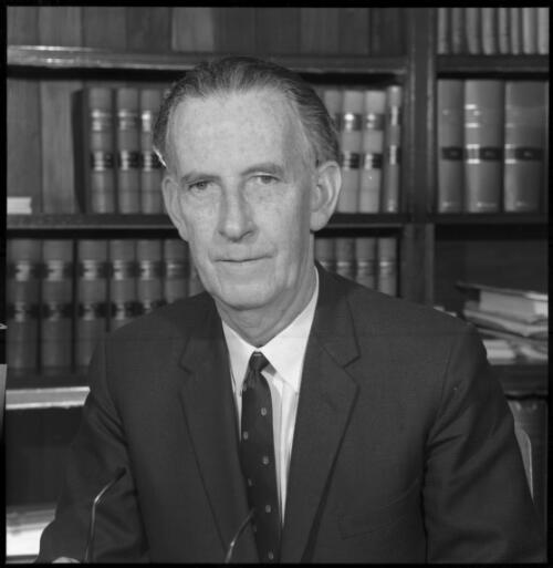 Portrait of Mr Justice Cyril Ambrose Walsh seated in chambers, 20 May 1965 [3] [picture] / John Mulligan