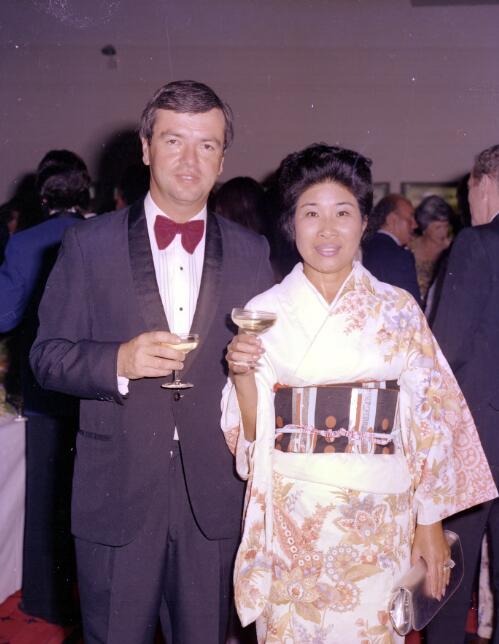 An unidentified man with a Japanese woman at Opening of Hoyts Entertainment Centre, George Street, Sydney, 1976 [picture] / John Mulligan
