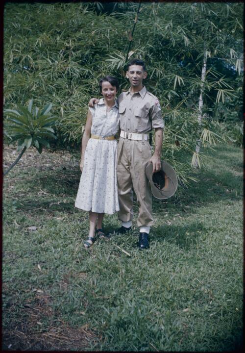 Kit and Le Denton. Kit wears his uniform Port Moresby, Papua New Guinea, 1953 [picture] / Terence and Margaret Spencer