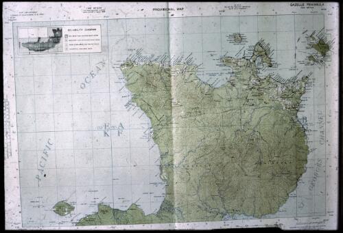 Photograph of a map of Gazelle Peninsula, New Britain [picture] / Terence and Margaret Spencer
