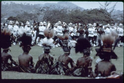 Decorative dancing at the Independence Day Celebration (10) Port Moresby, Papua New Guinea, 1975 [picture] / Terence and Margaret Spencer