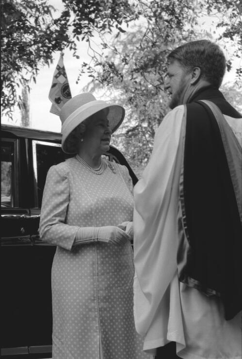 [The Queen talking with Rev. Jeff Driver, Rector, St Paul's Church, Manuka, A.C.T., 2000] [picture] / Loui Seselja