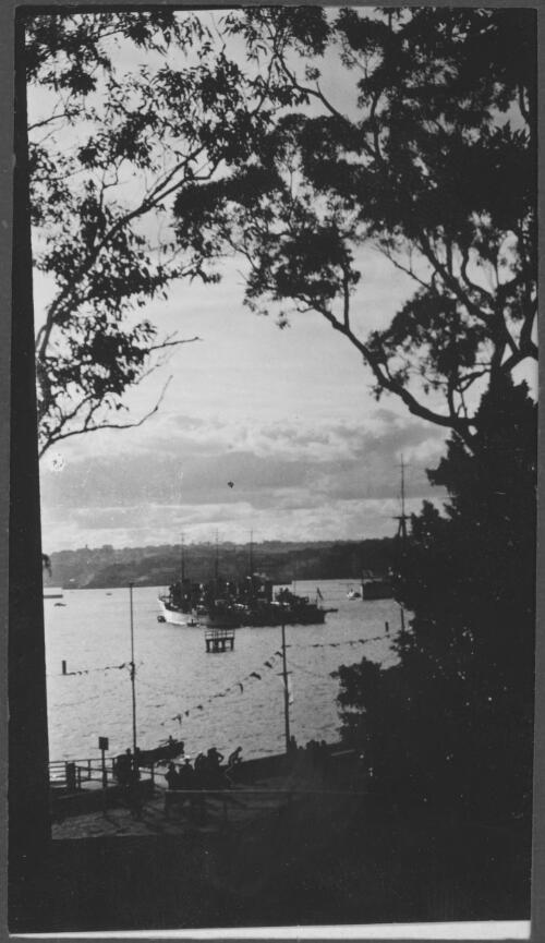 [Silhouette of three ships, during the visit to Sydney of H.R.H. the Prince of Wales, June - July 1920] [picture]