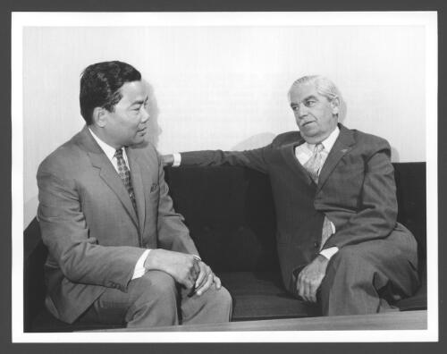 [Dr Khamphai Abhay, Laotian Secretary of State for Public Health and the Australian  Minister for Health, Senator Sir Kenneth Anderson, in Sydney, October 1971] [picture] / John Tanner