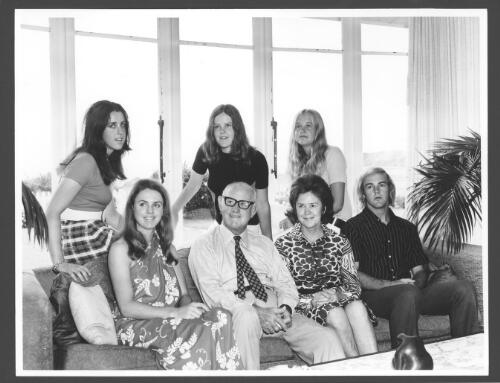 [John Armstrong with his family inside their home at Colloroy Beach, prior to leaving for Britain as the newly appointed Australian High Commissioner, 1973] [picture] / John Tanner