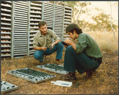 Geologists examining core samples in the Mt. Isa area, Qld (1) [picture] / Wolfgang Sievers