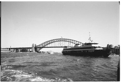 Sydney Harbour Bridge with the ferry, "Colloroy" in the foreground, Sydney 2000 Olympic Games, 24 September 2000 [picture] / Loui Seselja