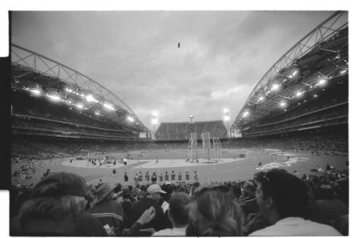 Sydney Olympic Stadium at about 6.15pm, Sydney Olympic Park, 24 September 2000 [picture] / Loui Seselja