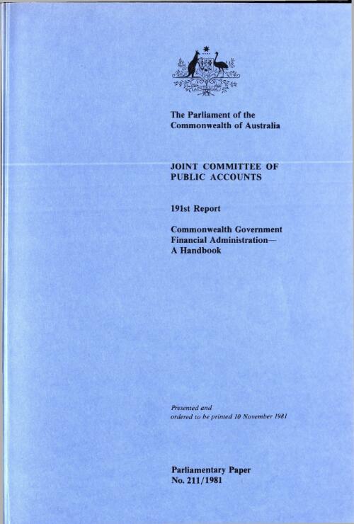 Commonwealth government financial administration : a handbook / Joint Committee of Public Accounts 191st report