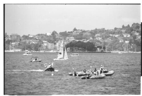 Australian yacht, soling class yachting, match racing,  women's mistral sailboards, Sydney Harbour, Sydney 2000 Olympic Games, 24 September 2000 [picture] / Loui Seselja