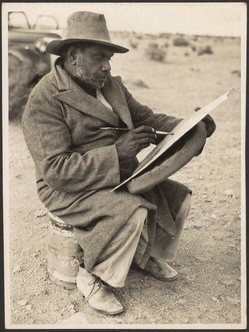 [Portrait of Albert Namatjira at Hermannsburg Mission, Northern Territory] [picture] / Arthur Groom
