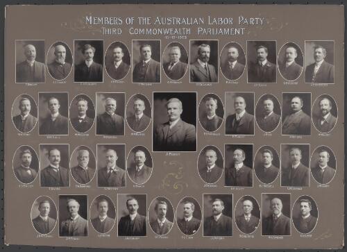 Members of the Australian Labor Party, Third Commonwealth Parliament, 15 December 1908 [picture] / T. Humphrey & Co