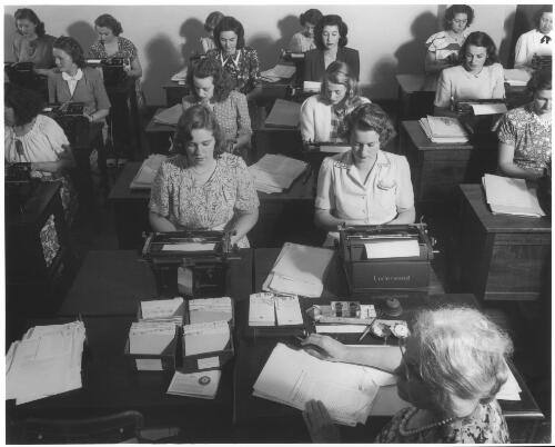 June Dalley Watkins [i.e. Dally-Watkins] typing class, c 1940s [picture] / [Max Dupain]
