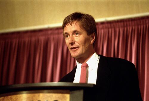 Collection of portraits of Paul Barry speaking at the National Press Club, Canberra, 18 July, 1990 [picture]