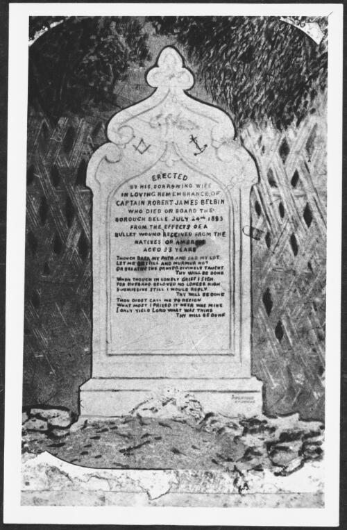 [Photograph of the gravestone of Captain Robert Belbin] [picture]
