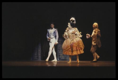 [Portrait of three unidentified ballet dancers in Cinderella] [transparency] / Don McMurdo