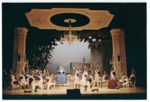 [Joan Sutherland as Marie, The orphan daughter of the regiment, Act 2 stage setting] [picture] / Don McMurdo