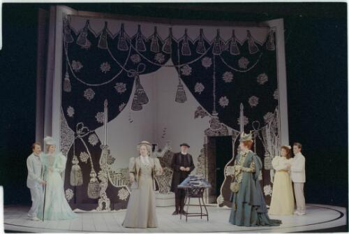 [Sydney Theatre Company performance of The importance of being earnest starring Geoffrey Rush as John Worthing, Jane Menelaus as Gwendolen, Monica Maughan as Miss Prism,  Ron Hornery as Reverend Chasuble, Ruth Cracknell as Lady Bracknell and Andrew Tighe as Algernon , September 1990] [picture] / Don McMurdo