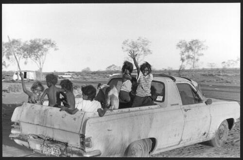 Aboriginal children in a ute, Jigalong, Pilbara, W.A. October 1979 [picture] / Lyn McLeavy