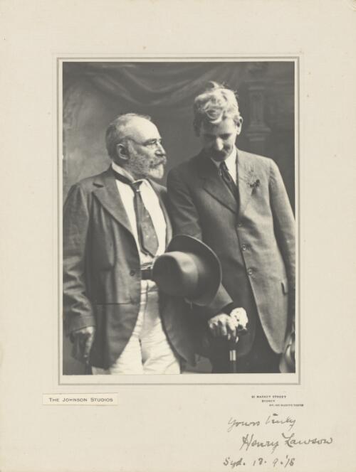 [Portrait of J.F. Archibald and Henry Lawson, Sydney, 1918] [picture] / The Johnson Studios