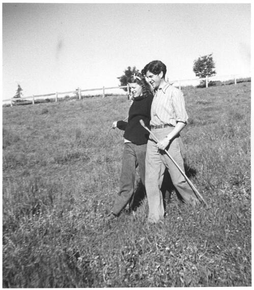 John and Sunday Reed out walking, 'Heide', Templestowe, Victoria, 1943 [picture] / [Albert Tucker]