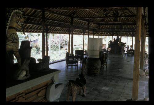 Interior of one of the houses on the property of Donald Friend, Bali, 1975, 1 [transparency] / Ross Dearing